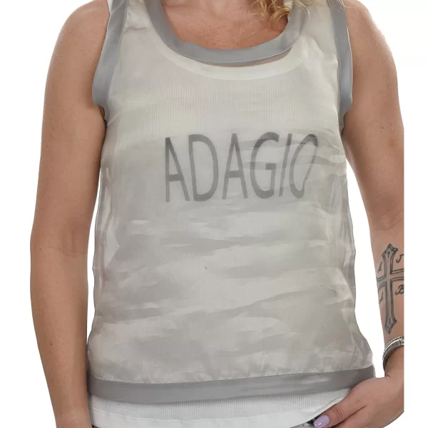 DONDUP DONDUP TOP CAMICIA BAITY ΓΡΑΜΜΑΤΑ ΔΙΑΦΑΝΕΙΑ ΛΕΥΚΟ