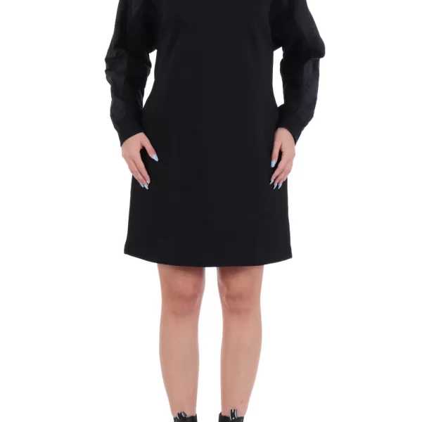 KARL LAGERFELD ΦΟΡΕΜΑ LOGO POPLIN SLEEVE SWEATDRESS ΜΑΥΡΟ