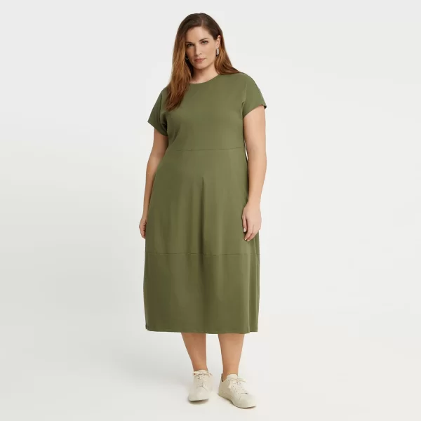 Βαμβακερό φόρεμα με κοντό μανίκι