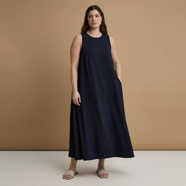 Αμάνικο maxi φόρεμα airwashed κρεπ