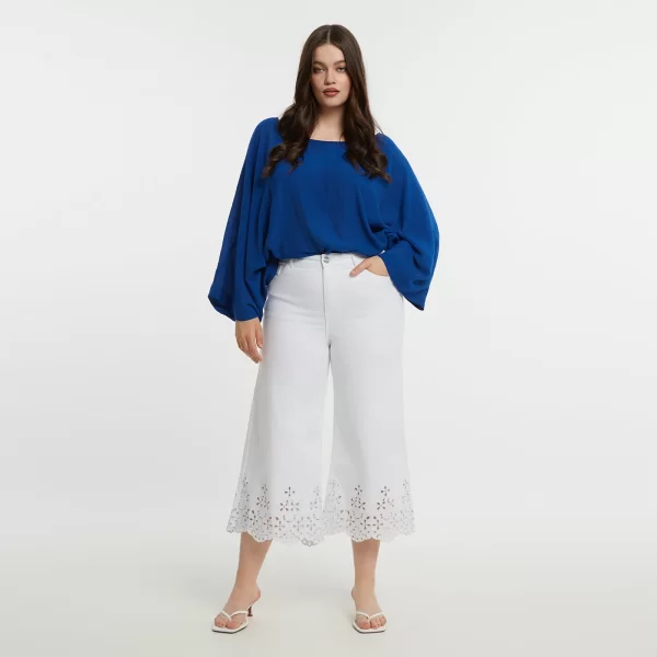 MAT FASHION Τζιν cropped με κέντημα