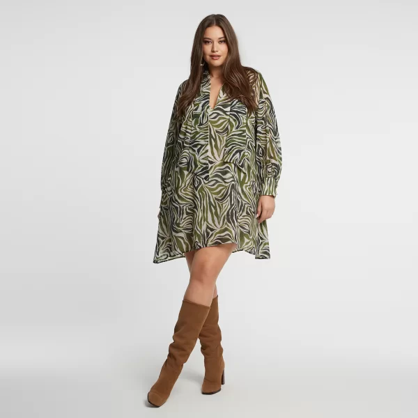 MAT FASHION Mini φόρεμα με ζεβρέ σχέδιο και δέσιμο στη λαιμό