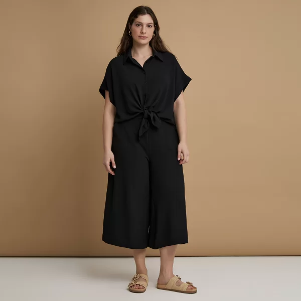 MAT FASHION Ζιπ κιλότ κρεπ airwashed