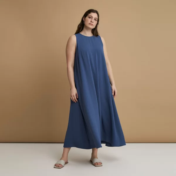 MAT FASHION Αμάνικο maxi φόρεμα airwashed κρεπ