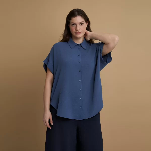 Πουκάμισο κρεπ airwashed με στρογγυλό τελείωμα