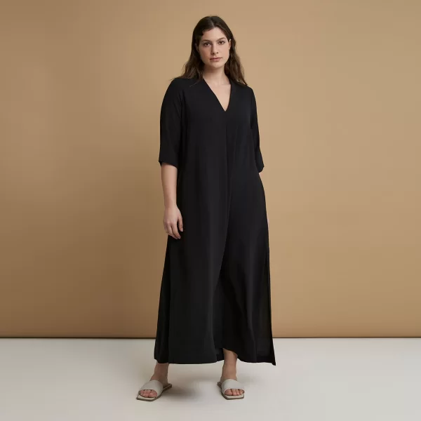 Maxi φόρεμα V κρεπ airwashed