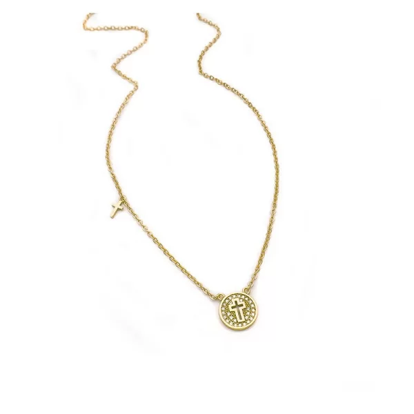 Λεπτό Κολιέ με σταυρό ασημένιο επιχρυσωμένο SG122