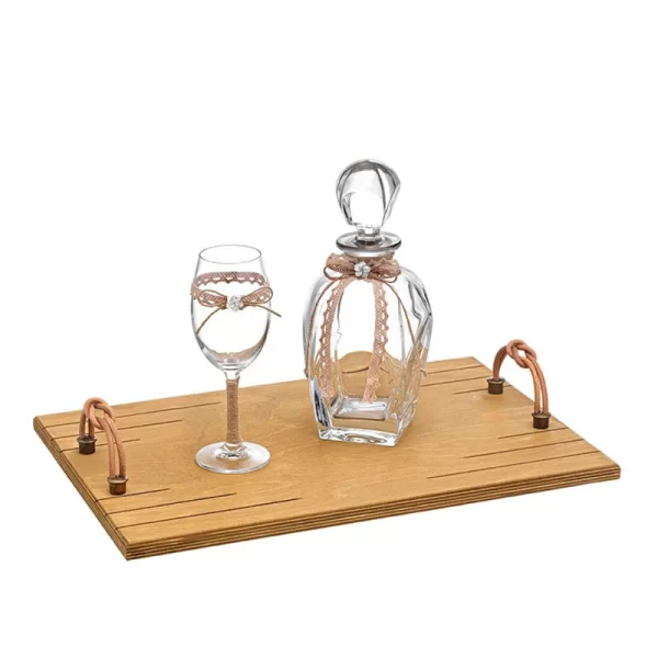 Σετ Γάμου κουμπάρου καράφα ποτήρι και δίσκος AG180