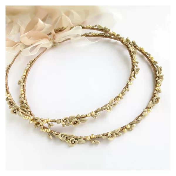 Στέφανα Γάμου Πορσελάνινα σε χρυσές αποχρώσεις