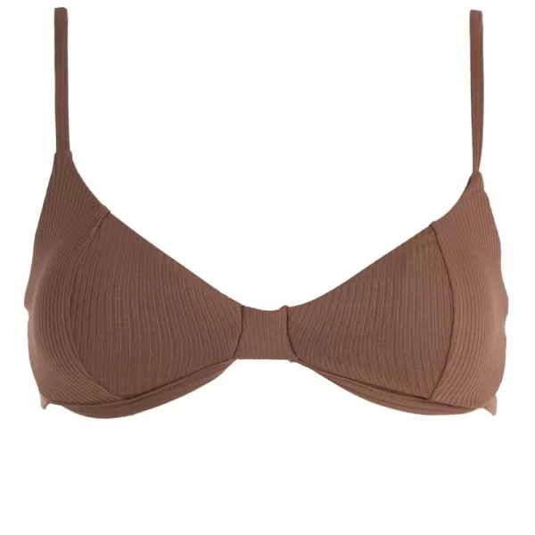 GIGI-Μαγιό Top Ριπ με Μπανέλα - Καφέ Σκούρο