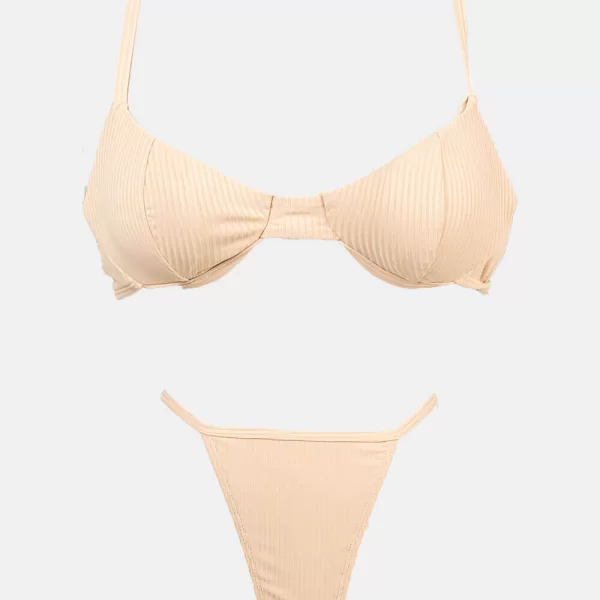 GIGI-Μαγιό Σετ Μπικίνι Ριπ με Μπανέλα - Μπεζ