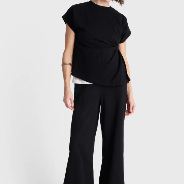 Μπλούζα κοντομάνικη με σούρα στο πλάι - 5206179061100