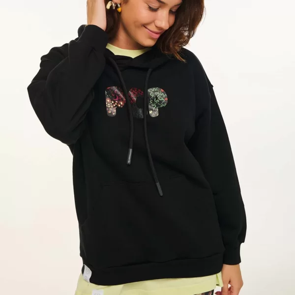 Γυναικείο Φούτερ με κουκούλα και τύπωμα - GARDEN OF SIN - BLACK
