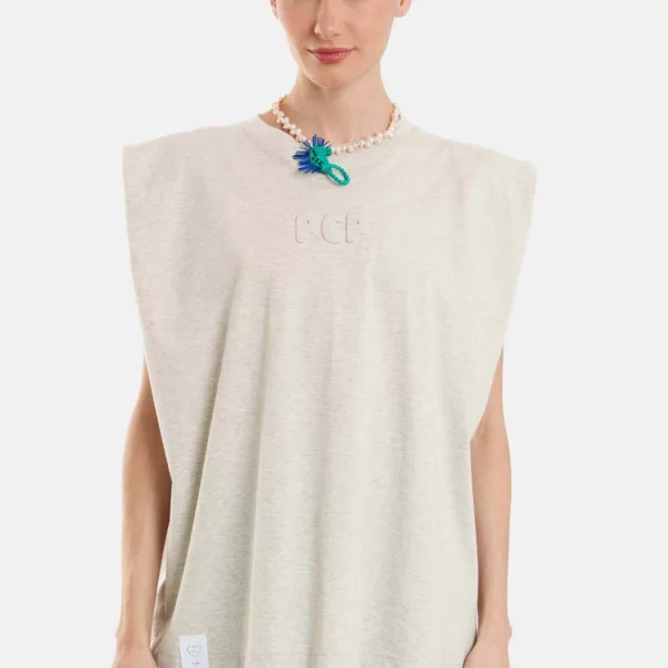 Γυναικείο Αμάνικο Μπλουζάκι με ανάγλυφο - Bubble Grey - GREY