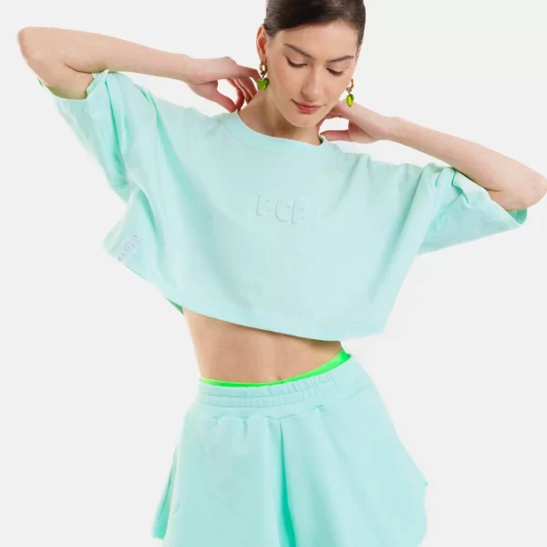 PCP CLOTHING Γυναικείο Crop Top με ανάγλυφο - Bubble - MINT