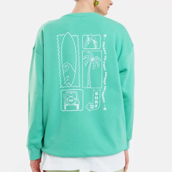 Γυναικείο Φούτερ με τύπωμα - Surf - GREEN