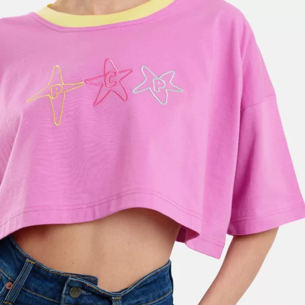 Γυναικείο Crop Top με κέντημα - Stars - FLIRT