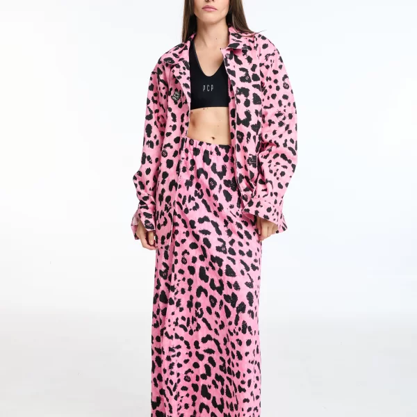 Γυναικεία Μακριά Φούστα Εμπριμέ - PINK