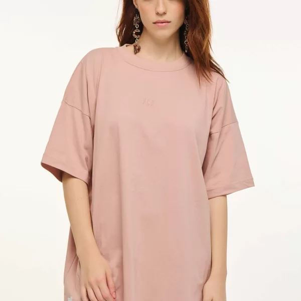 Γυναικείο Κοντομάνικο Μπλουζάκι Μονόχρωμο - PINK