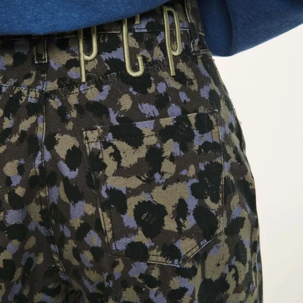 Γυναικείο Τζιν Παντελόνι με κέντημα - LEOPARD BROWN - BROWN