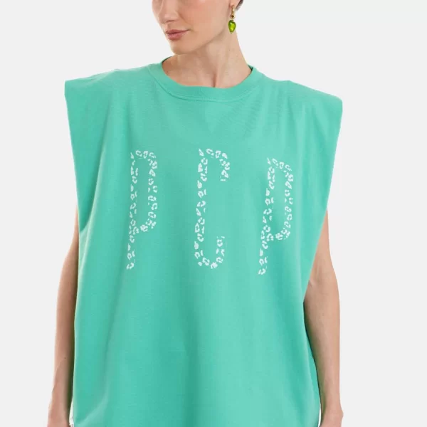 Γυναικείο Αμανικό Μπλουζάκι με τύπωμα - Leopard - GREEN