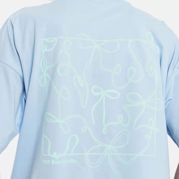 Γυναικείο Κοντομάνικο με κέντημα και τύπωμα - Bows - SKY BLUE