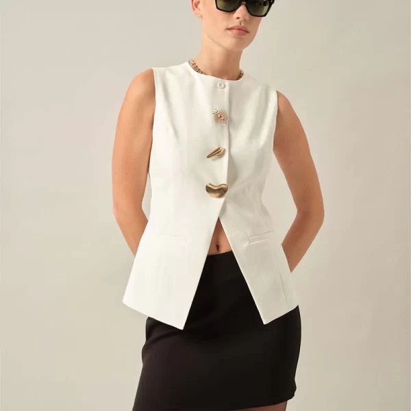 SOU YOOP γυναίκειο τοπάκι γιλέκο με αξεσουάρ καρφίτσες