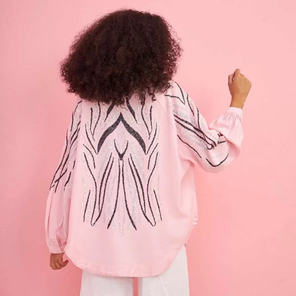 SOU Aerin γυναικείο πουκάμισο με κεντήματα ροζ