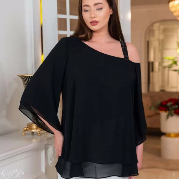 SANDY γυναικείο αμάνικο bigsize μπλούζα με ανοιγμα στον ωμο