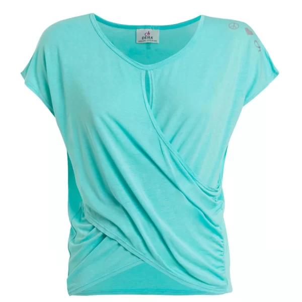 Deha B64244 Γυναικείο Αθλητικό Crop Top Κοντομάνικο Τιρκουάζ Τιρκουάζ B64244-55601