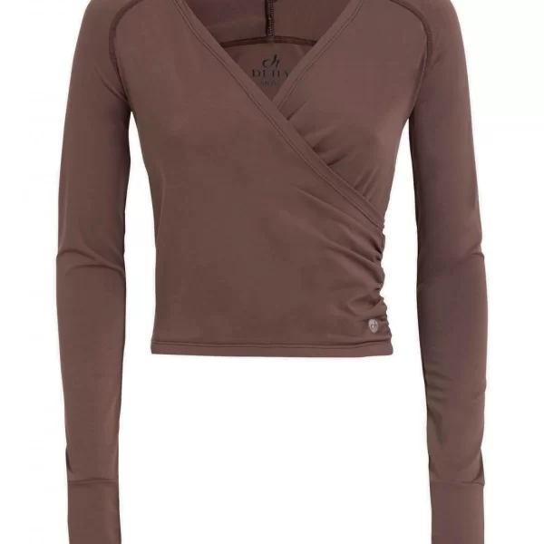 Deha Χειμερινή Γυναικεία Μπλούζα Μακρυμάνικη με V Λαιμόκοψη Καφέ B74432-65227