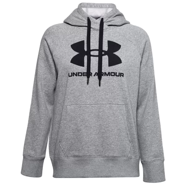 Under Armour Rival Logo Μακρύ Γυναικείο Fleece Φούτερ με Κουκούλα Γκρι 1356318-035