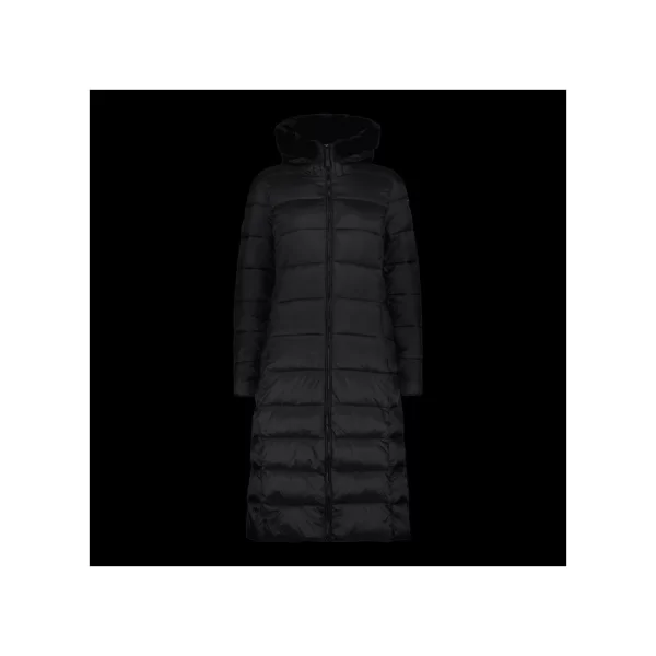 CMP women's long winter coat insulated jacket with hood black 34K0046FU901
