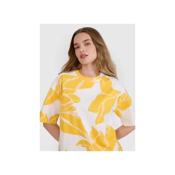 Women's oversize printed Tshirt 4F 4FRSS25TTSHF269290A