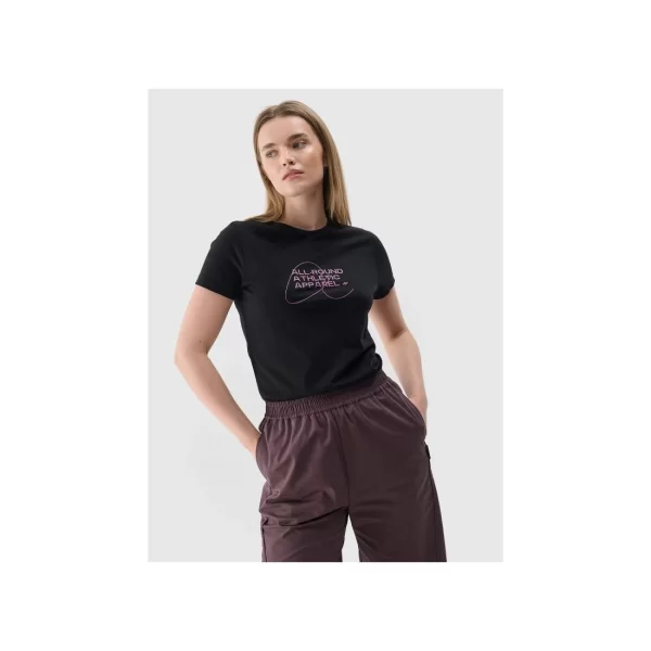 Women's slim Tshirt with print 4F 4FRSS24TTSHF249920S