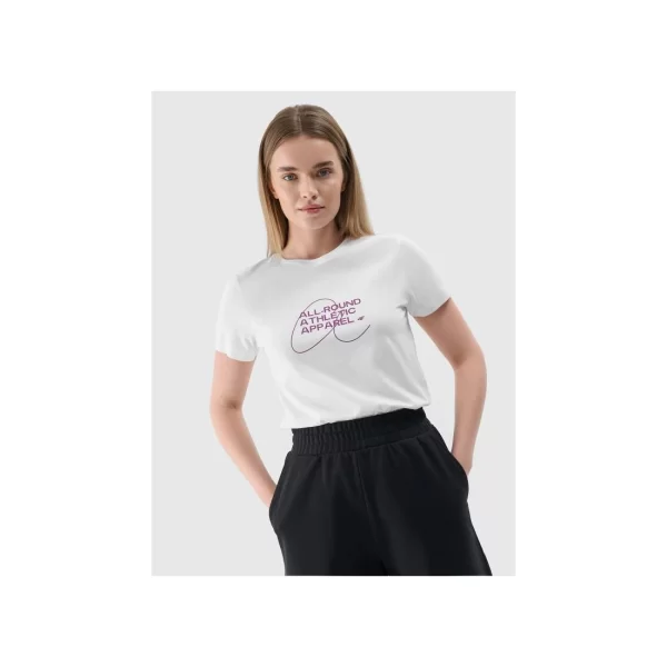 Women's slim Tshirt with print 4F 4FRSS24TTSHF249910S