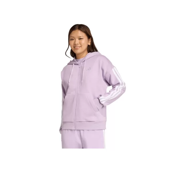 Women's adidas Essentials 3Stripes FullZip Fleece Hoodie Purple JY3080