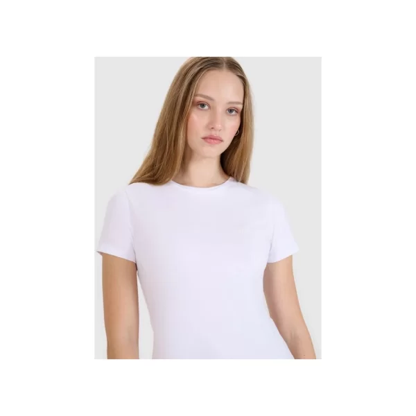Women's slim plain T-shirt (2-pack) - Λευκό
