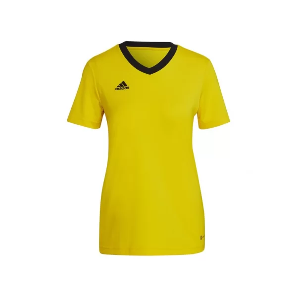 Adidas Entrada 22 Γυναικείο Αθλητικό T-shirt Fast Drying με V Λαιμόκοψη Κίτρινο HI2125