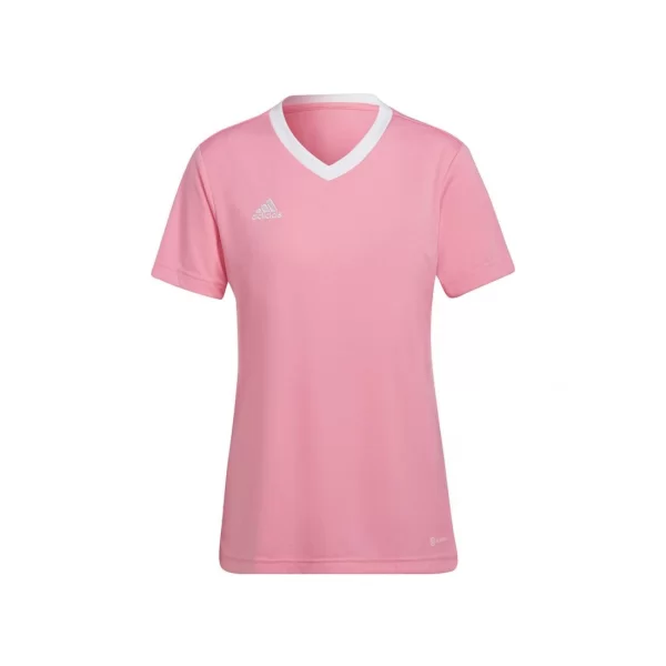 Adidas Entrada 22 Γυναικείο Αθλητικό T-shirt Fast Drying με V Λαιμόκοψη Semi Pink Glow HC5075