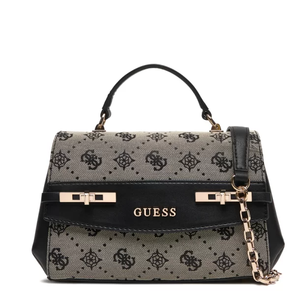 GUESS MELINDA LOGO TOP HANDLE FLAP ΤΣΑΝΤΑ ΓΥΝΑΙΚΕΙΟ HWJP9902200 BLACK LOGO