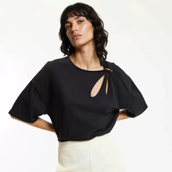 La Redoute Collections Κοντομάνικο μπλουζάκι με στρόγγυλη λαιμόκοψη