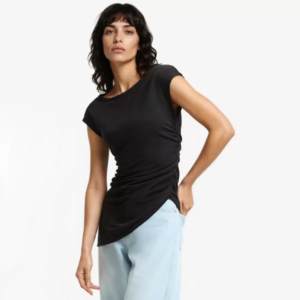 Μπλούζα με ντεκολτέ bateau και κοντά μανίκια με ντραπέ