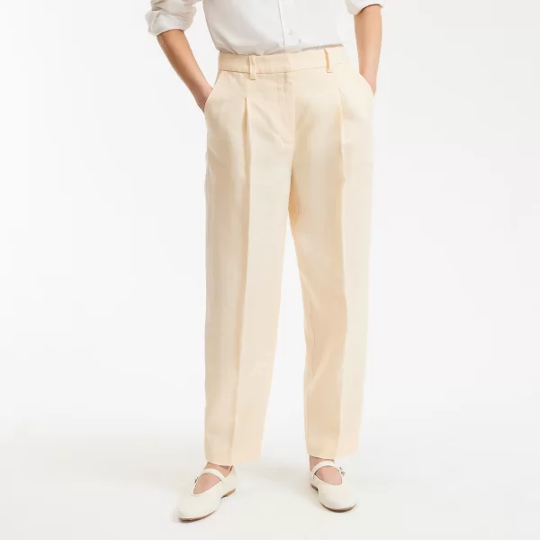 Παντελόνι cigarette με πιέτες από λινό