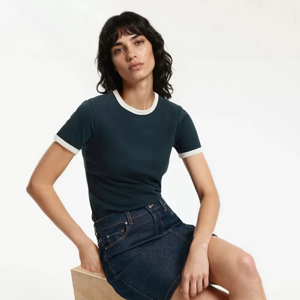 La Redoute Collections Κοντομάνικο t-shirt με στρογγυλή λαιμόκοψη και αντιθετικές λεπτομέρειες