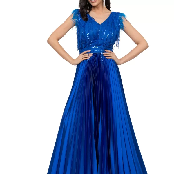 ΦΟΡΕΜΑ PLUS SIZE ΣΑΤΕΝ ΠΛΙΣΕ ΜΠΛΕ ΡΟΥΑ ΜΠΛΕ ΡΟΥΑ