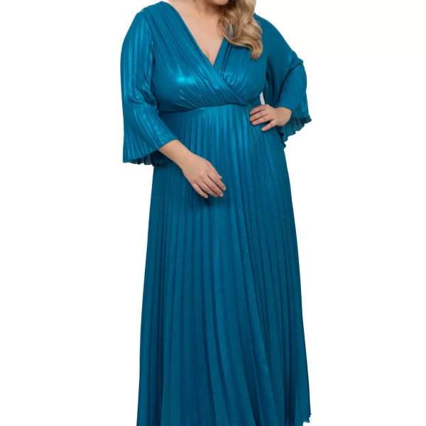 ΦΟΡΕΜΑ PLUS SIZE ΜΑΚΡΥ ΠΛΙΣΕ ΜΕΤΑΛΙΖΕ ΠΕΤΡΟΛ