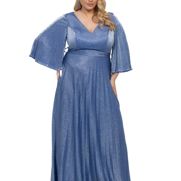 ΦΟΡΕΜΑ PLUS SIZE GLOSSY ΜΑΚΡΥ ΜΠΛΕ ΡΟΥΑ ΜΠΛΕ ΡΟΥΑ