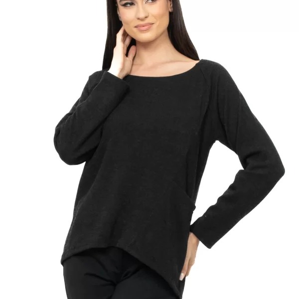 AXNARI ΜΠΛΟΥΖΑ ΛΕΠΤΗ ΠΛΕΚΤΗ ΣΕ ΑΝΕΤΗ ΓΡΑΜΜΗ ΜΑΥΡΗ ΜΑΥΡΟ