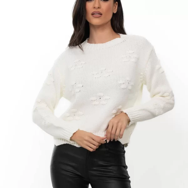 ΜΠΛΟΥΖΑ ΠΛΕΚΤΗ ΣΧΕΔΙΟ ΛΟΥΛΟΥΔΙ ΜΕ ΣΤΡΑΣ ΛΕΥΚΟ ΛΕΥΚΟ